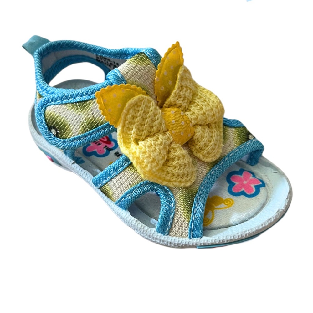 Frisky Infant Girls Yellow Crochet Bow Water Friendly Sandals Sz 4